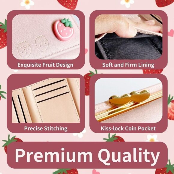 Girls Small Wallet Faux Leather Pink Compact Coin Card Organizer Purse - Picture 5 of 6